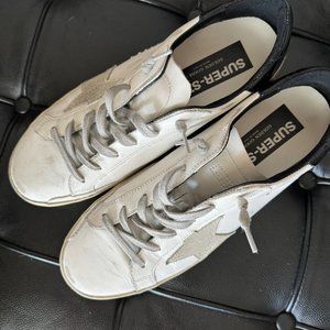 Golden Goose GGDB White Leather And Suede Superstar Low Top Sneakers Size EU40